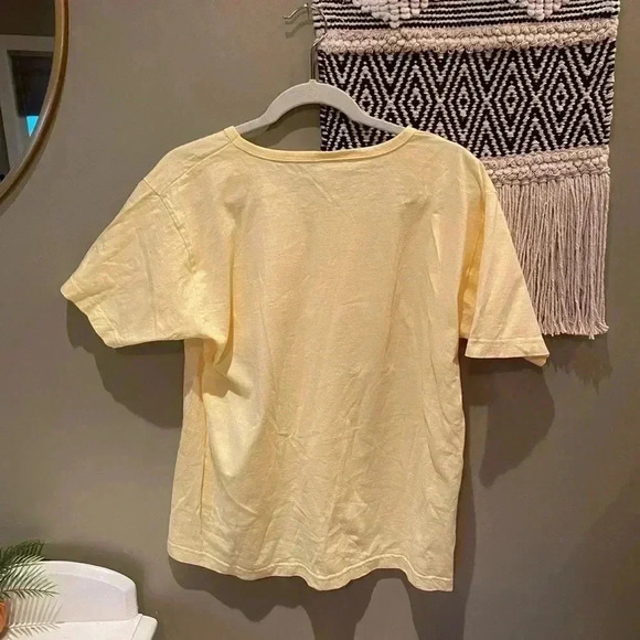 HAWAII LIGHT BUTTER YELLOW EMBROIDERED VINTAGE TOP L - Picture 4 of 4